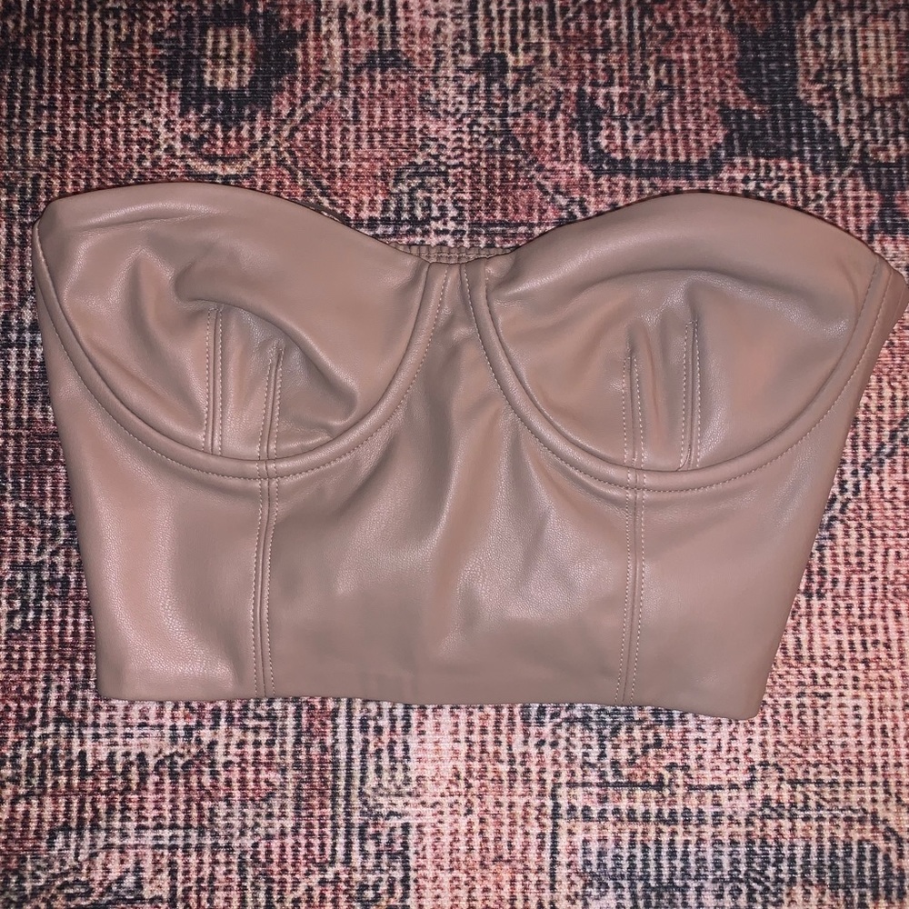 Zara faux leather cropped tube top
